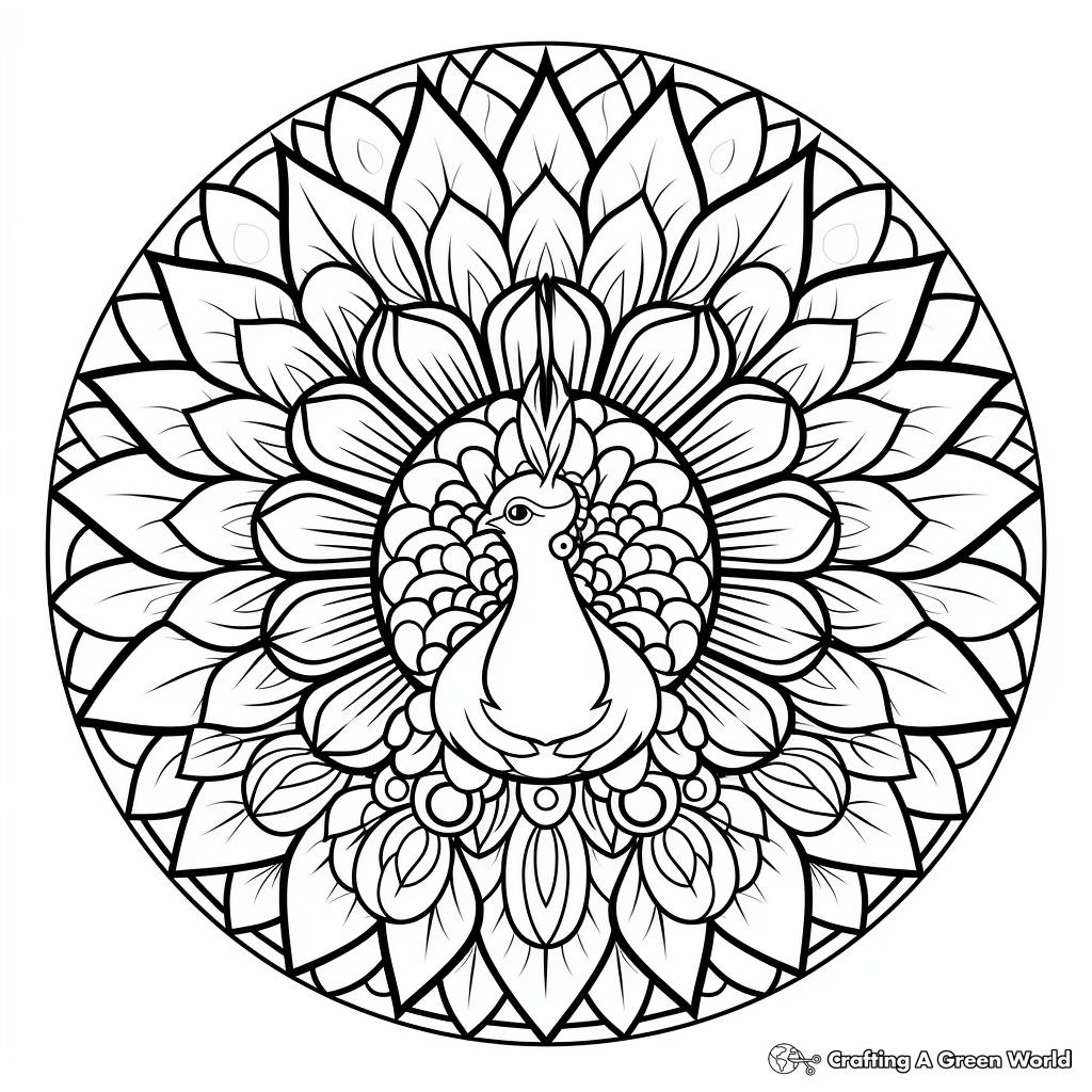Printable Peacock Mandala Coloring Pages 2
