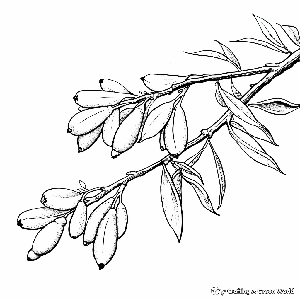 Printable Pecan Branch Coloring Pages for Artists 1
