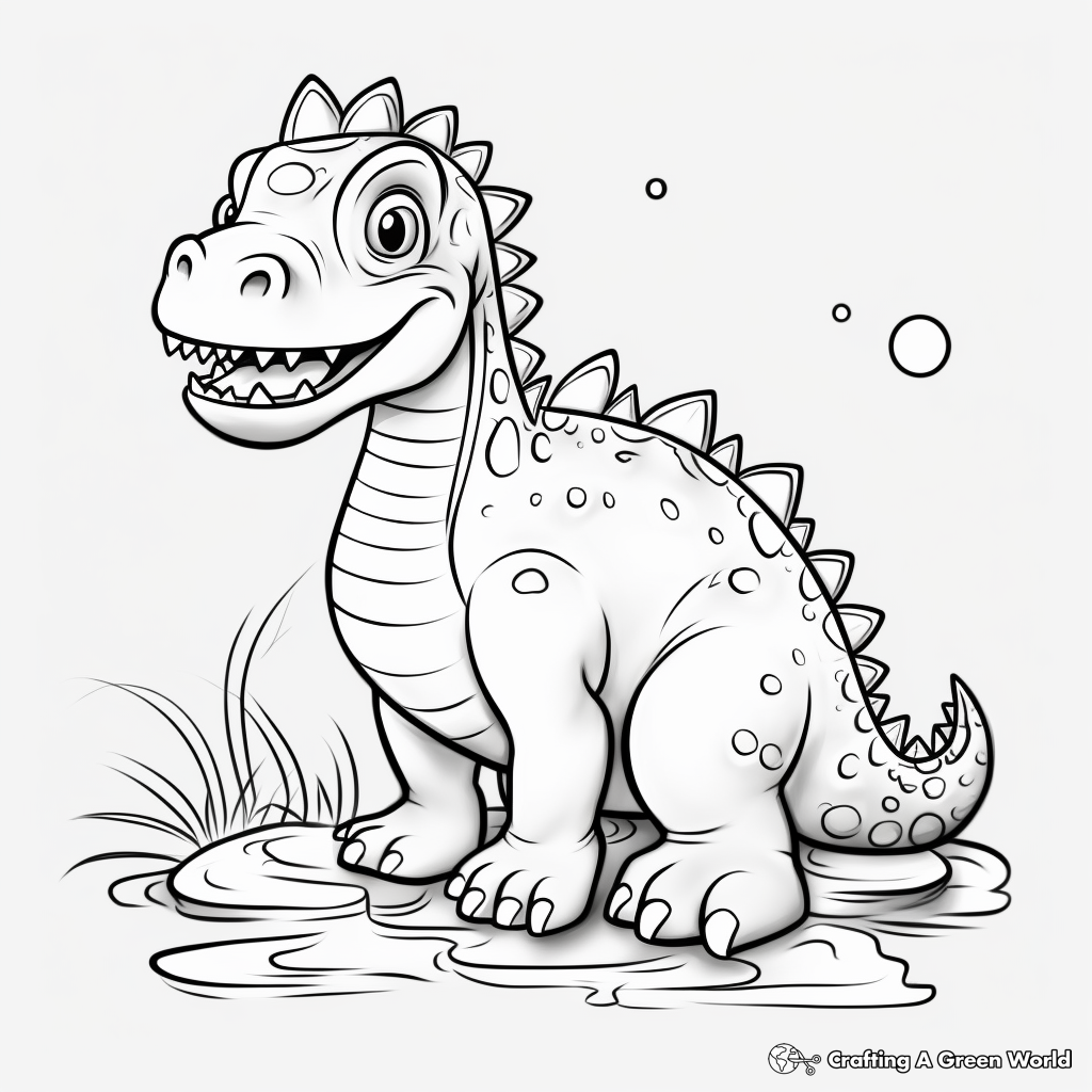 Printable Pencil Drawing Iguanodon Coloring Pages 1