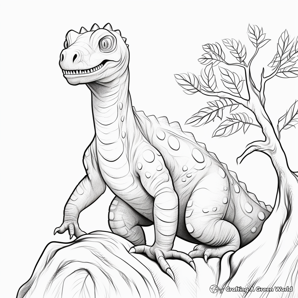 Printable Pencil Drawing Iguanodon Coloring Pages 2