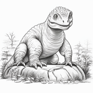 Printable Pencil Drawing Iguanodon Coloring Pages 4