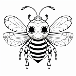 Printable Queen Bee and Hive Coloring Pages 1