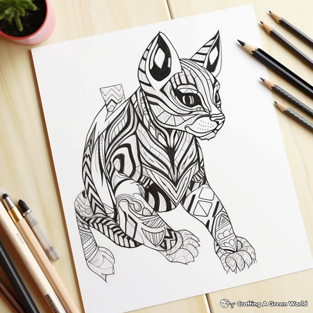 Printable Realistic Sphynx Cat Coloring Pages 4