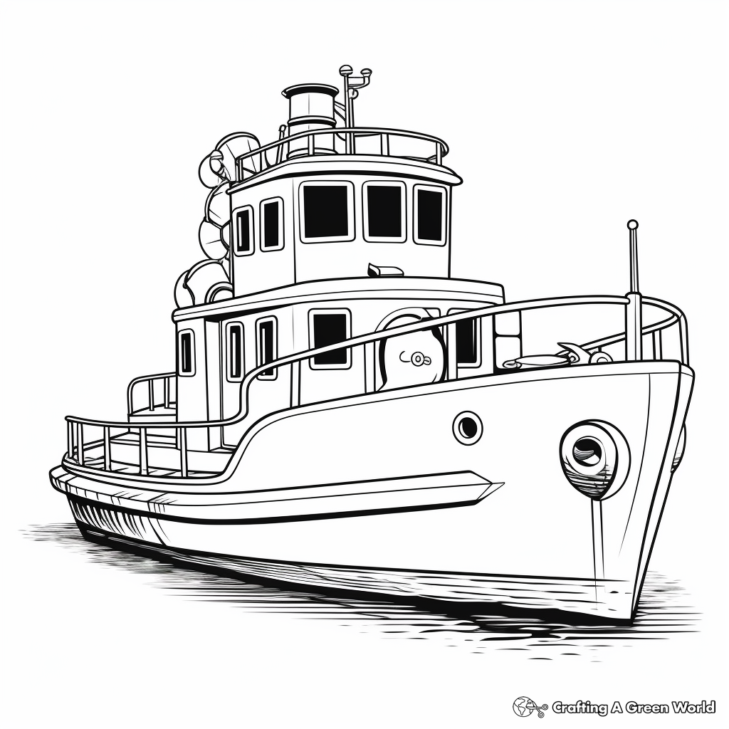 Printable Realistic Tugboat Coloring Pages 4