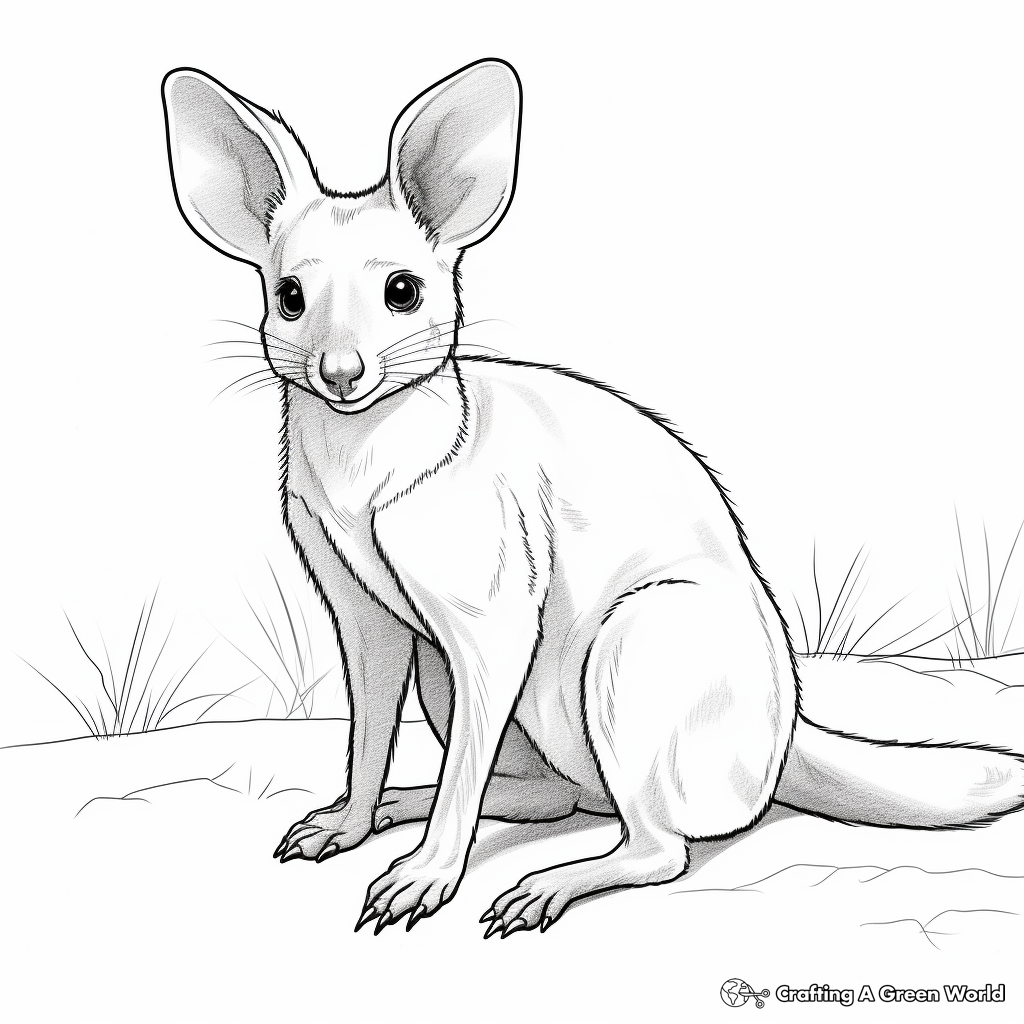 Printable Realistic Wallaby Coloring Pages 1