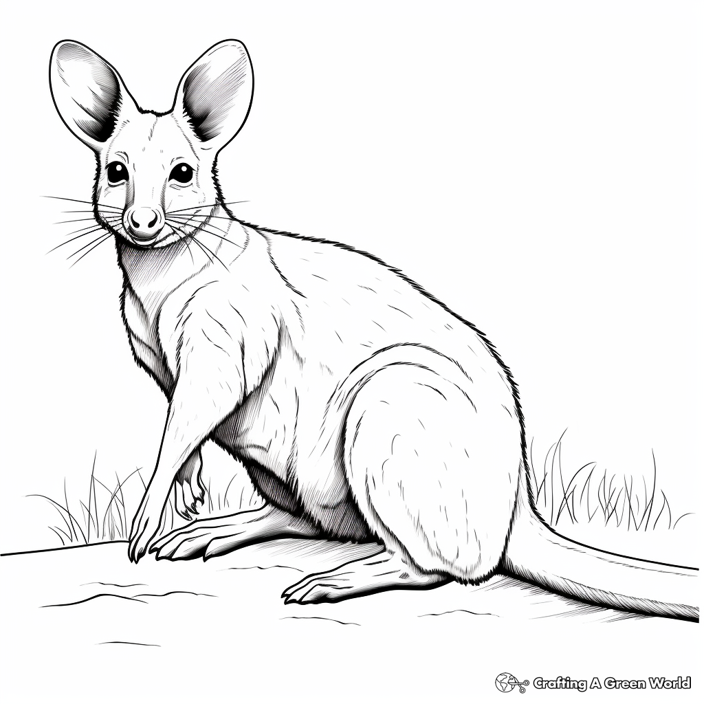 Printable Realistic Wallaby Coloring Pages 2