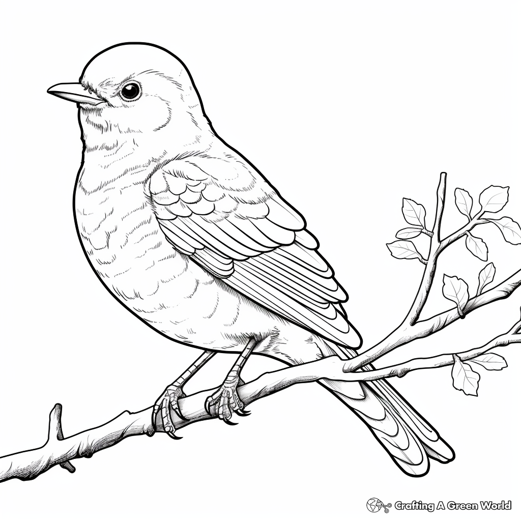 Printable Red-Headed Woodpecker Coloring Pages 1