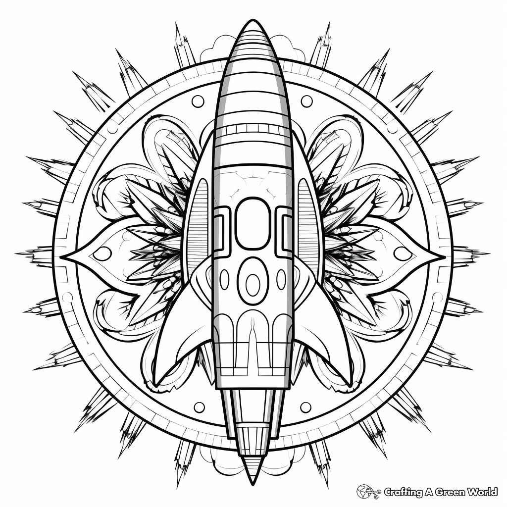 Printable Rocket Mandala Coloring Pages for Adults 1
