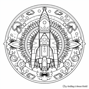 Printable Rocket Mandala Coloring Pages for Adults 3