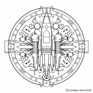 Printable Rocket Mandala Coloring Pages for Adults 4