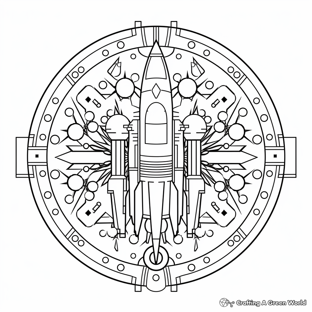 Printable Rocket Mandala Coloring Pages for Adults 4