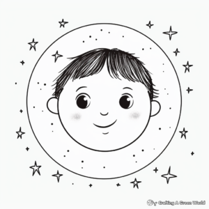 Printable Romantic Full Moon and Stars Coloring Pages 2