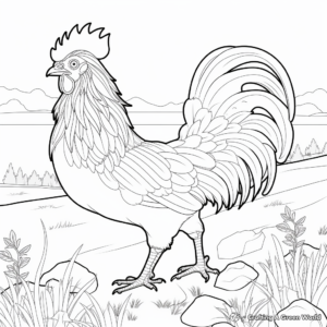 Printable Rooster in the Morning Coloring Pages 1