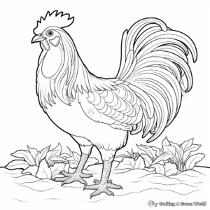 Printable Rooster in the Morning Coloring Pages 3