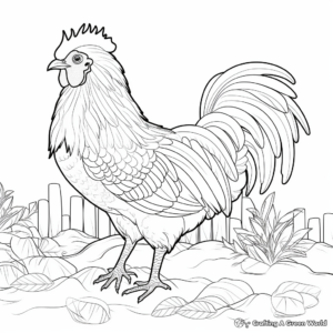Printable Rooster in the Morning Coloring Pages 4