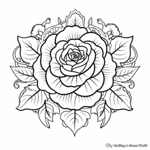 Printable Rose Heart Coloring Pages 2