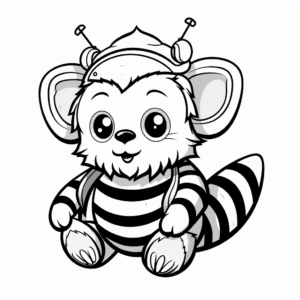 Printable Santa Cat Bee Christmas Coloring Pages 2