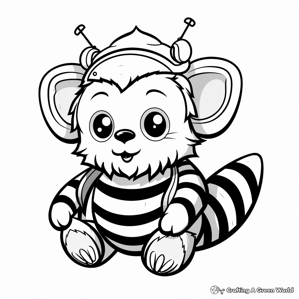 Printable Santa Cat Bee Christmas Coloring Pages 2