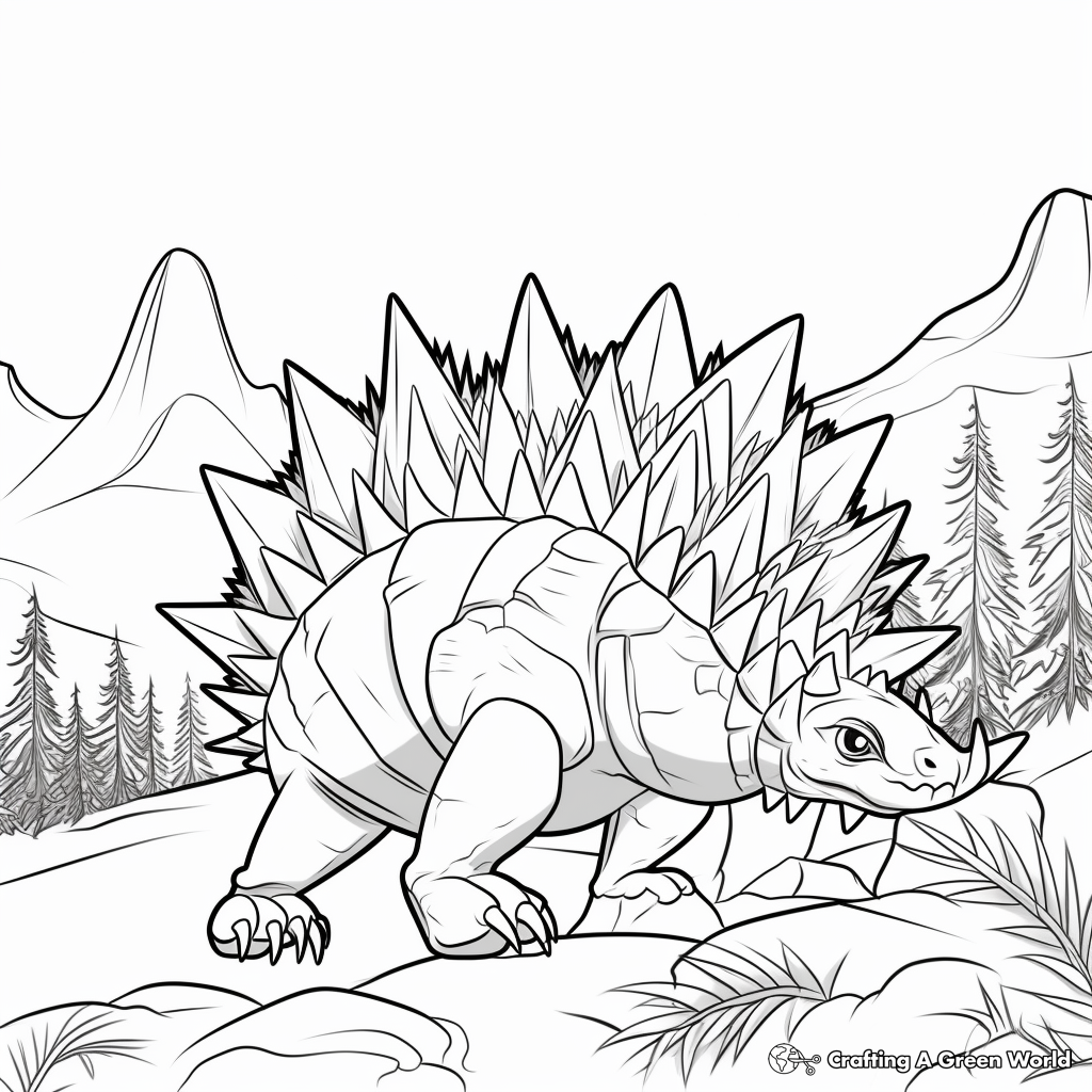 Printable Scenic Stegosaurus Coloring Pages 1