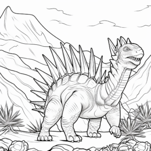 Printable Scenic Stegosaurus Coloring Pages 2