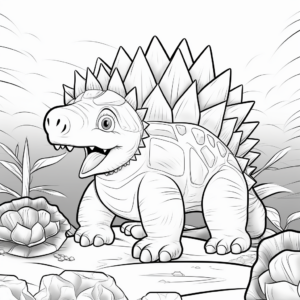 Printable Scenic Stegosaurus Coloring Pages 3