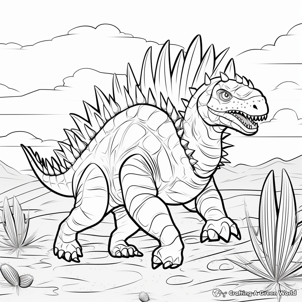 Printable Scenic Stegosaurus Coloring Pages 4