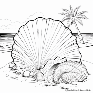 Printable Seashell Beach Coloring Pages for Artists 3