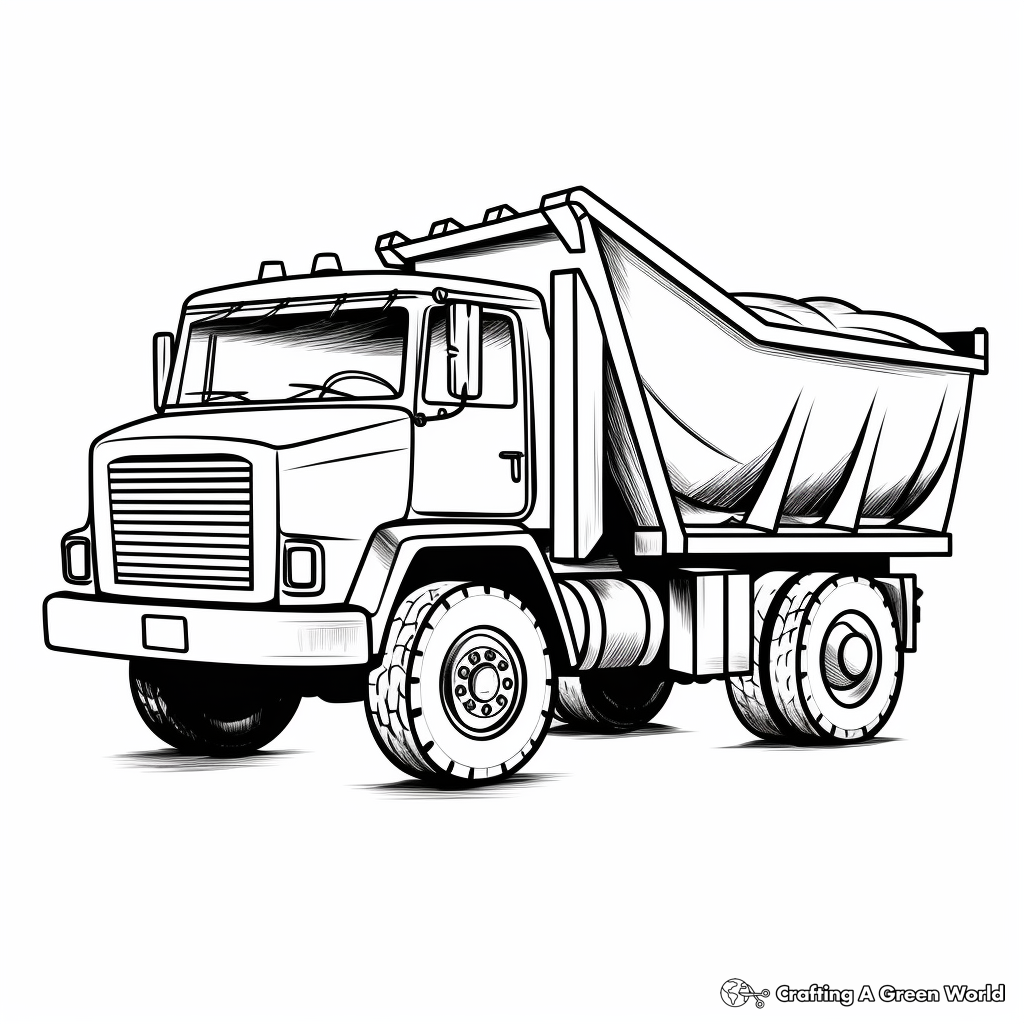 Printable Simple Dump Truck Coloring Pages for Toddlers 3