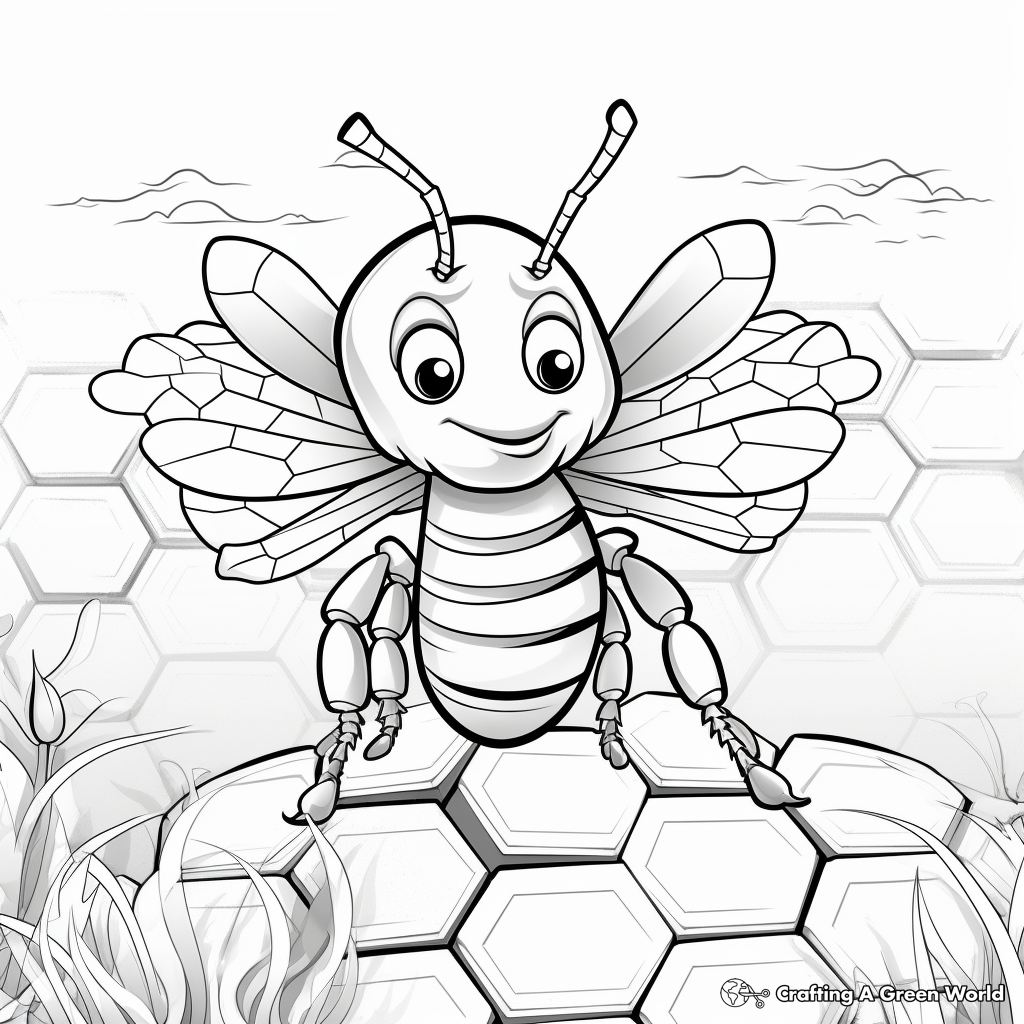Printable Single Honeycomb Cell Coloring Pages 1