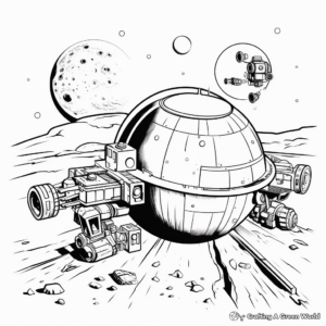 Printable Spacecraft View of Dwarf Planets Coloring Pages 4