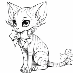 Printable Sphynx Cat with Bow Coloring Sheets 3