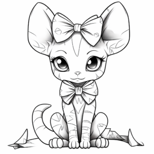 Printable Sphynx Cat with Bow Coloring Sheets 4