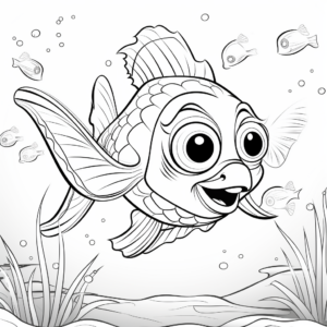 Printable Starfish Cartoon Coloring Pages for Kids 4