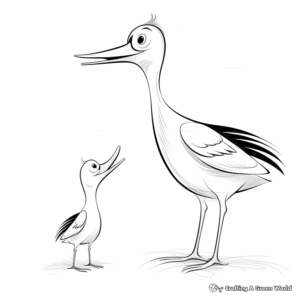Printable Stork and Newborn Baby Coloring Pages 1