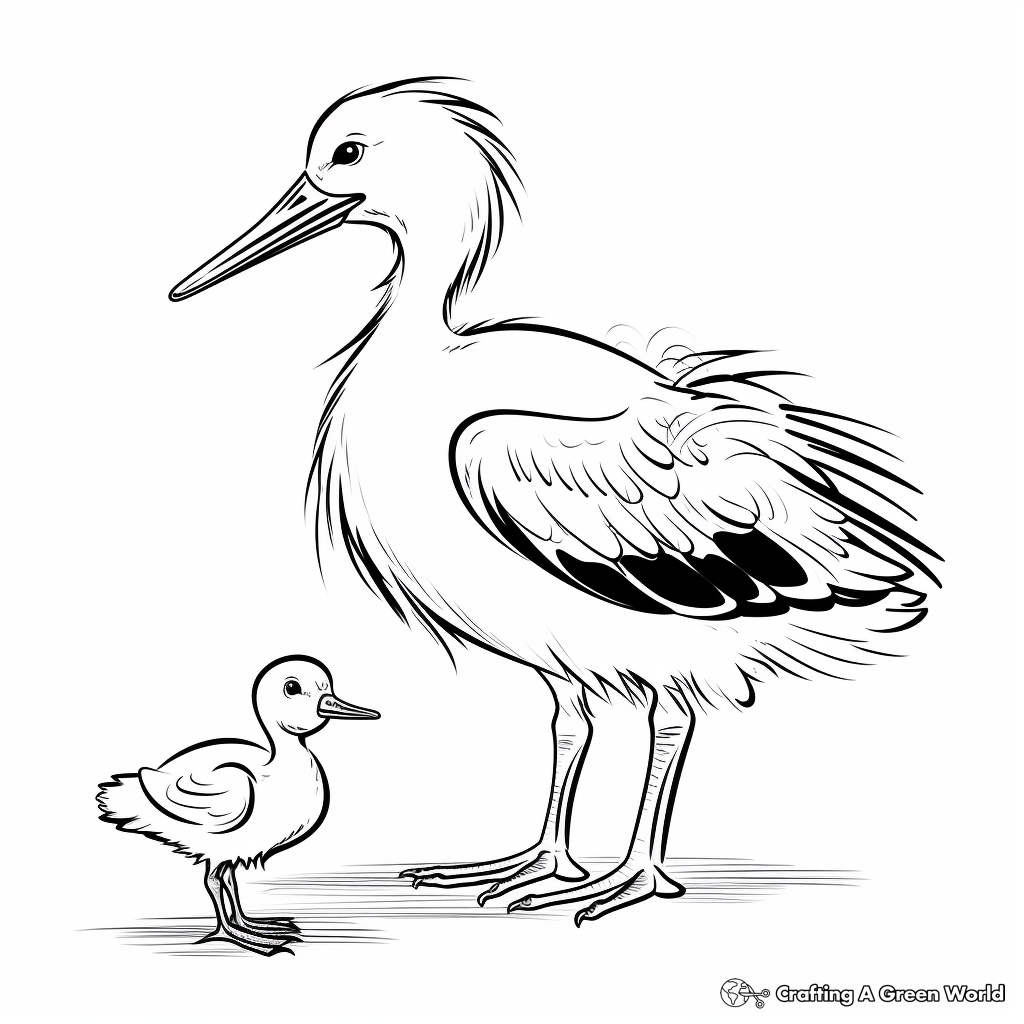 Printable Stork and Newborn Baby Coloring Pages 4