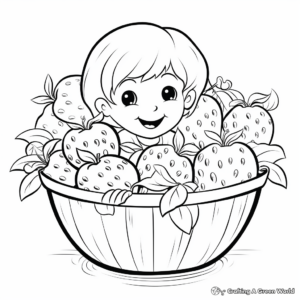 Printable Strawberries in a Basket Coloring Pages 2