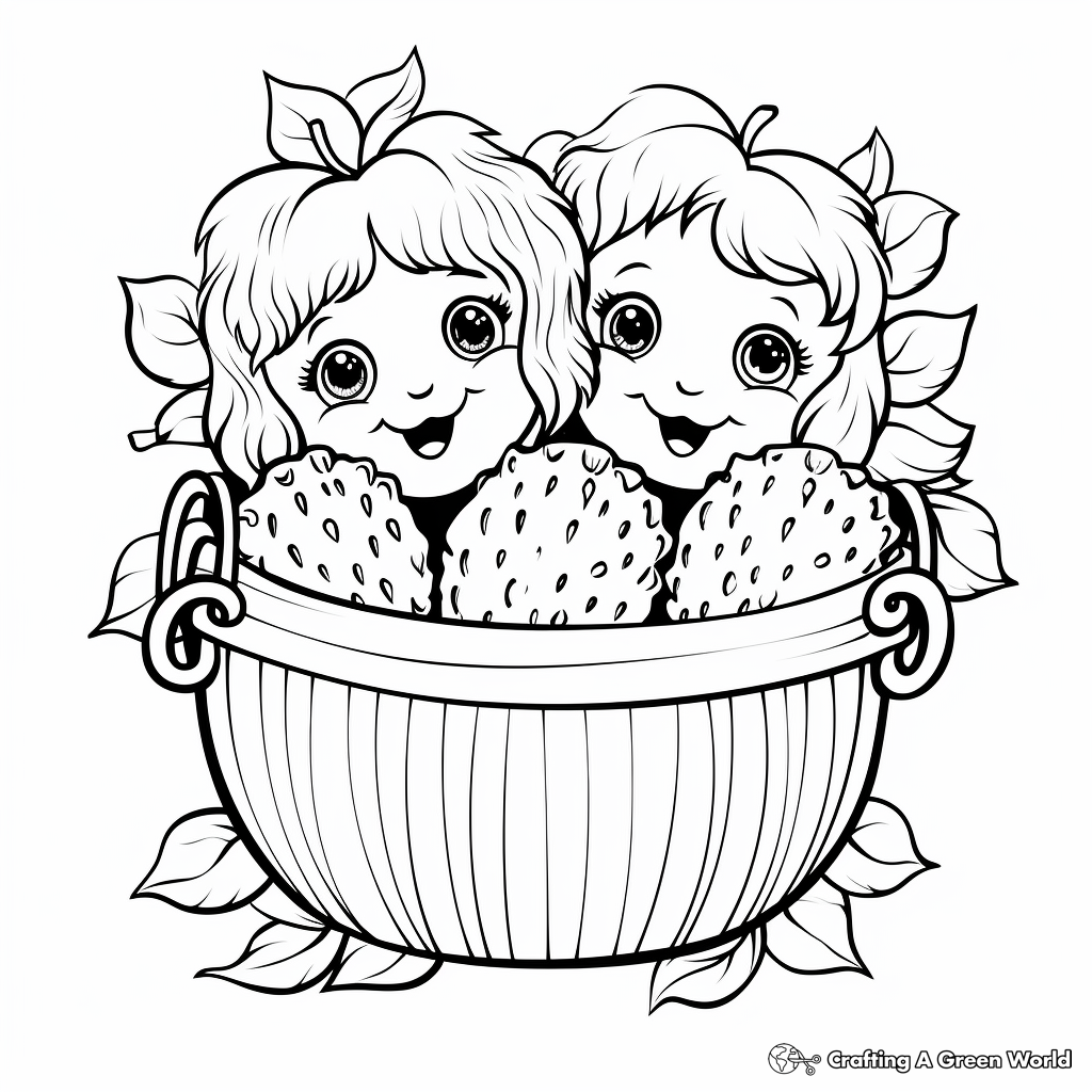 Printable Strawberries in a Basket Coloring Pages 3