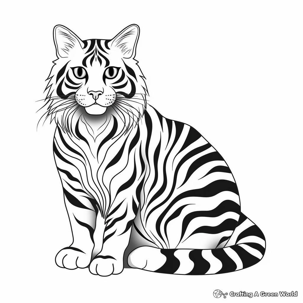 Printable Striped Maine Coon Cat Coloring Pages for Artists 1