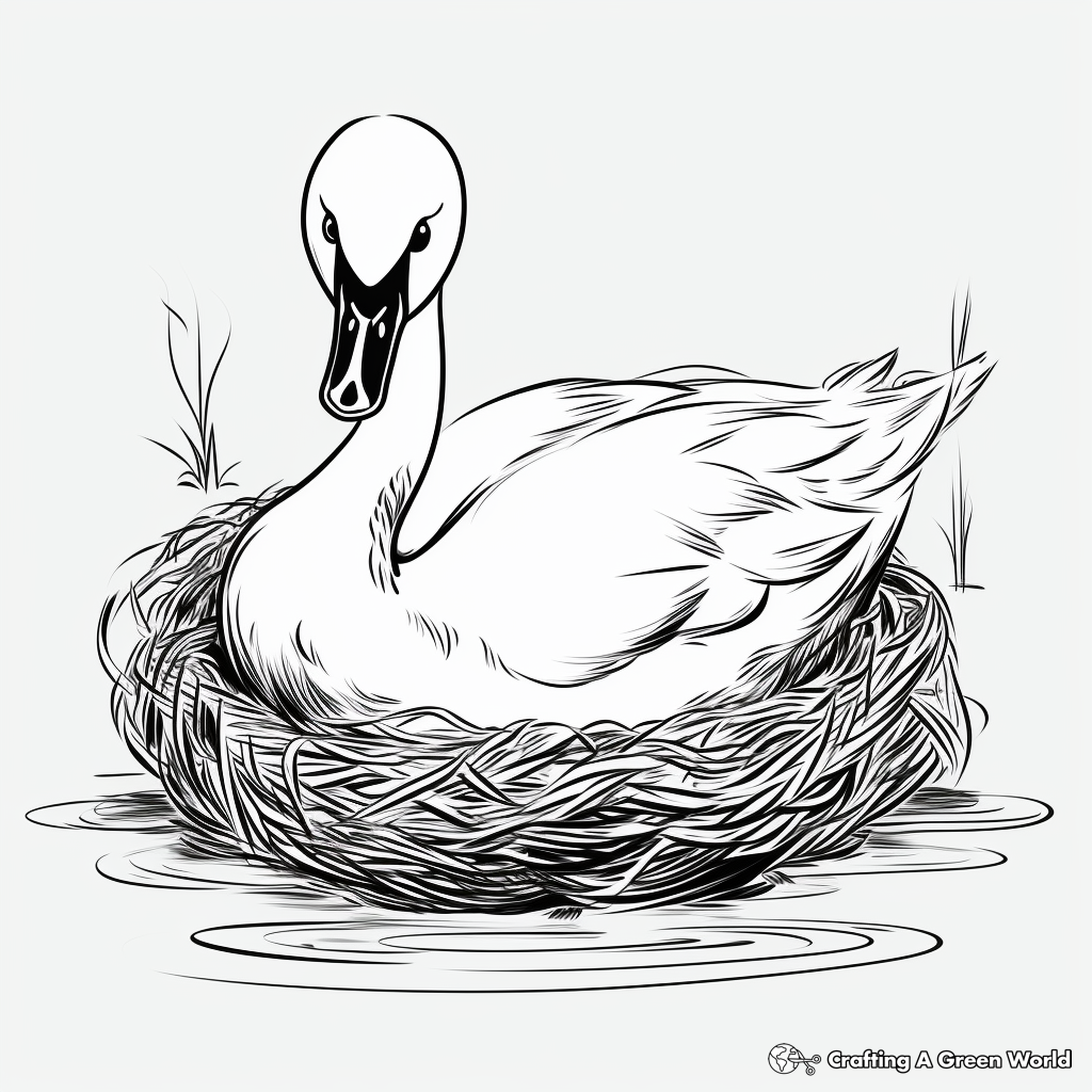 Printable Swan Nest Coloring Pages for Kids 1