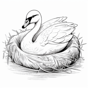 Printable Swan Nest Coloring Pages for Kids 2
