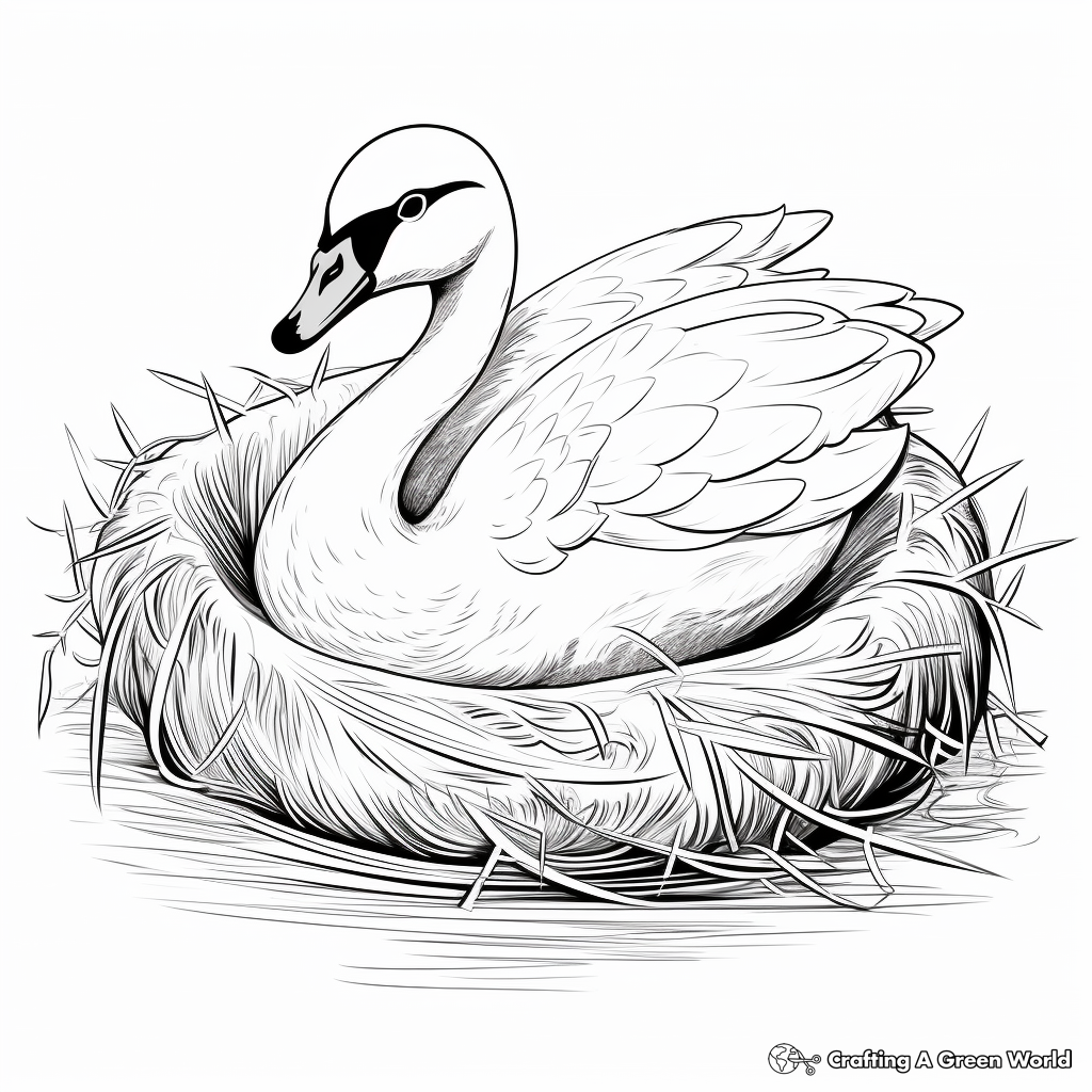 Printable Swan Nest Coloring Pages for Kids 2
