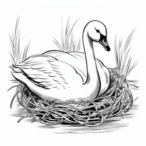 Printable Swan Nest Coloring Pages for Kids 3