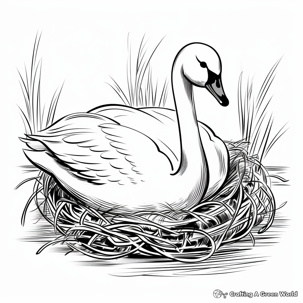Printable Swan Nest Coloring Pages for Kids 3