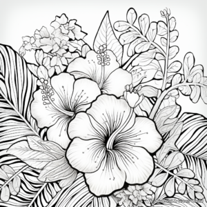 Printable Tropical Floral Coloring Pages for Artists 3