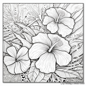 Printable Tropical Floral Coloring Pages for Artists 4