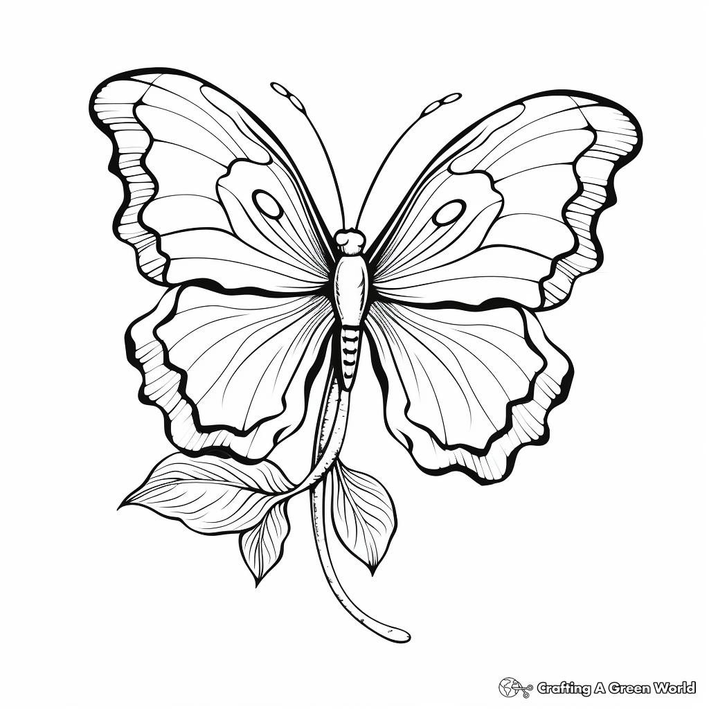 Printable Violet Flower and Butterfly Coloring Sheets 1