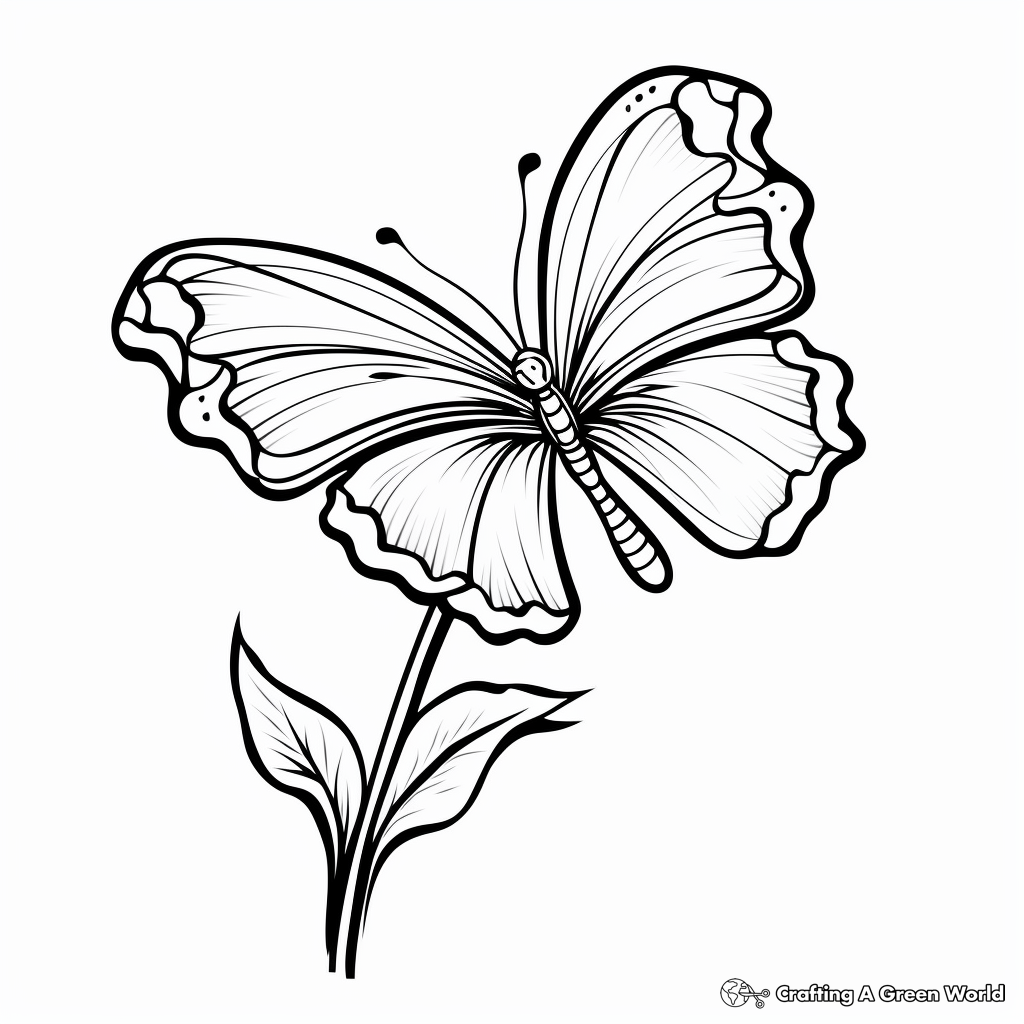 Printable Violet Flower and Butterfly Coloring Sheets 3
