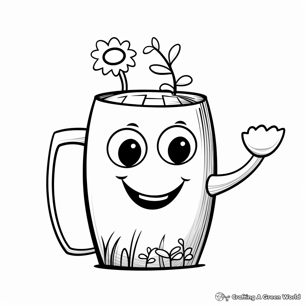 Printable Watering Can Coloring Pages for Gardeners 1