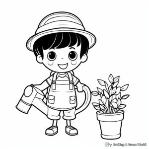 Printable Watering Can Coloring Pages for Gardeners 2