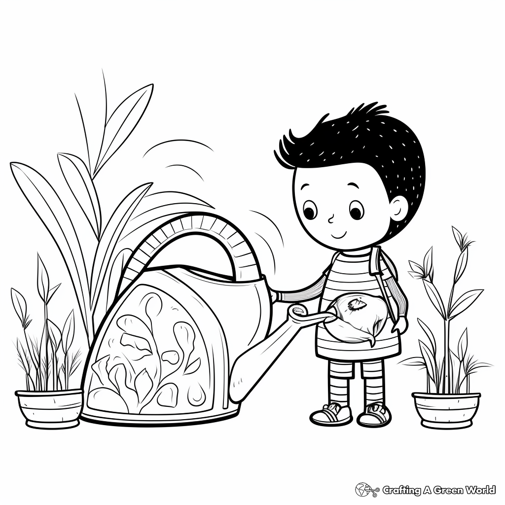 Printable Watering Can Coloring Pages for Gardeners 3